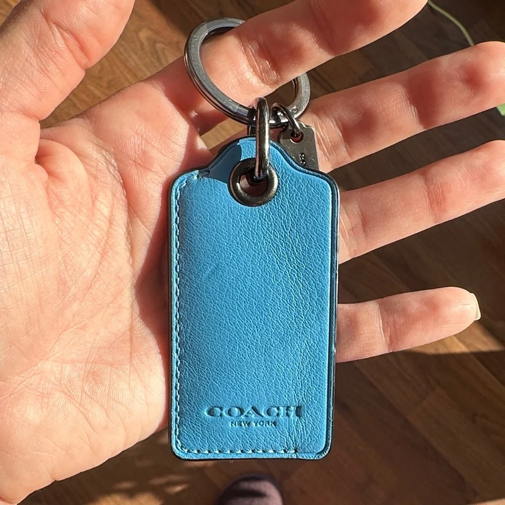 NWOT Coach Blue Leather Key Holder with Bottle Opener